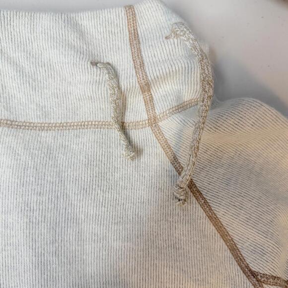 prAna Sweater Women's M Lucia Wool Blend Ivory Pullover Stripe Drawstring Logo - Picture 7 of 10